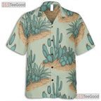 Green Botanical Cactus Hawaiian Shirt- Unisex Vintage Desert Tropical Aloha Tee