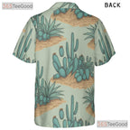 Green Botanical Cactus Hawaiian Shirt- Unisex Vintage Desert Tropical Aloha Tee