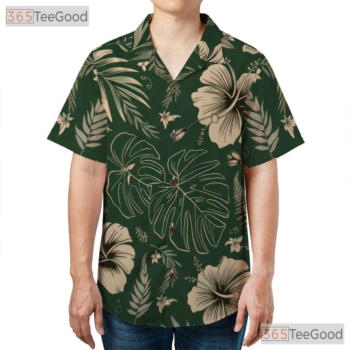 Green Cream Vintage Floral Hawaiian Shirt Unisex Vacation Top