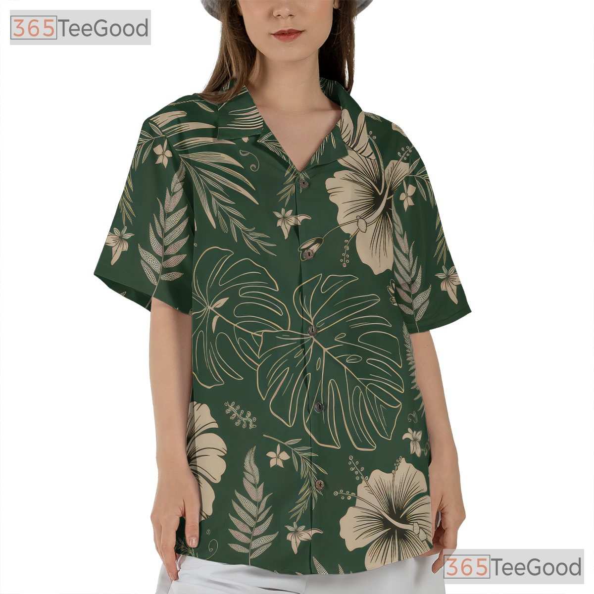 Green Cream Vintage Floral Hawaiian Shirt Unisex Vacation Top