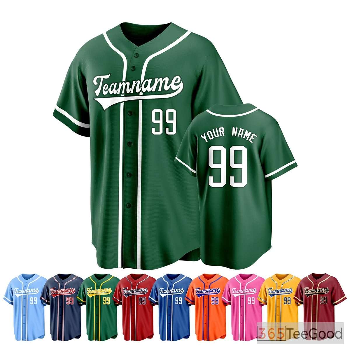 Green Custom Baseball Jersey Tee for Men & Women - Design Your Game Day Look