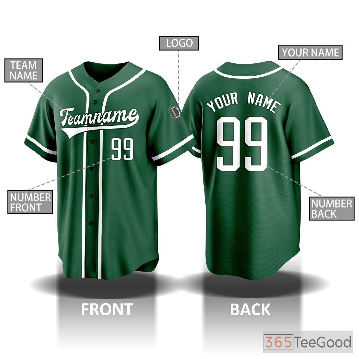 Green Custom Baseball Jersey Tee for Men & Women - Design Your Game Day Look