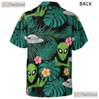 Green Extraterrestrial Alien Hawaiian Shirt- Unisex UFO Tropical Aloha Outfit