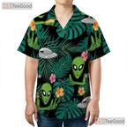Green Extraterrestrial Alien Hawaiian Shirt- Unisex UFO Tropical Aloha Outfit