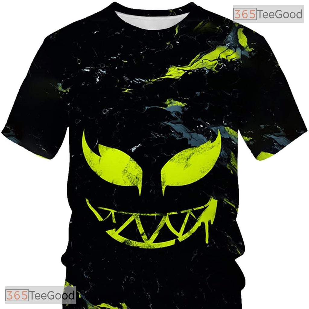 Green Comic Hero Face Creative 3D Graphic Printed Casual Unisex T-Shirt Top
