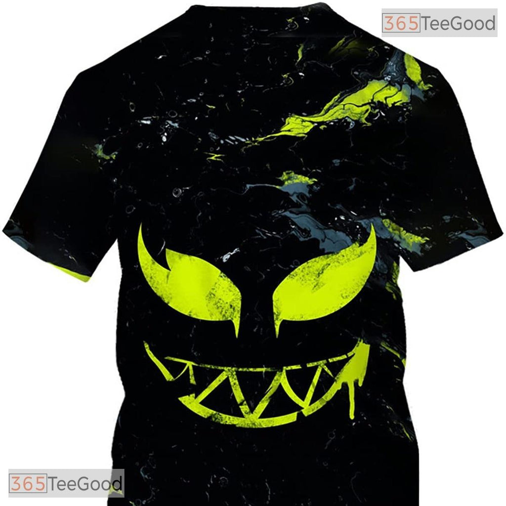 Green Comic Hero Face Creative 3D Graphic Printed Casual Unisex T-Shirt Top
