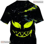 Green Comic Hero Face Creative 3D Graphic Printed Casual Unisex T-Shirt Top