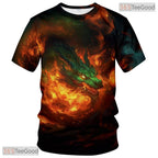 Green Mythical Dragon Funny Graphic Novelty 3D Printed Casual Unisex T-Shirt Top