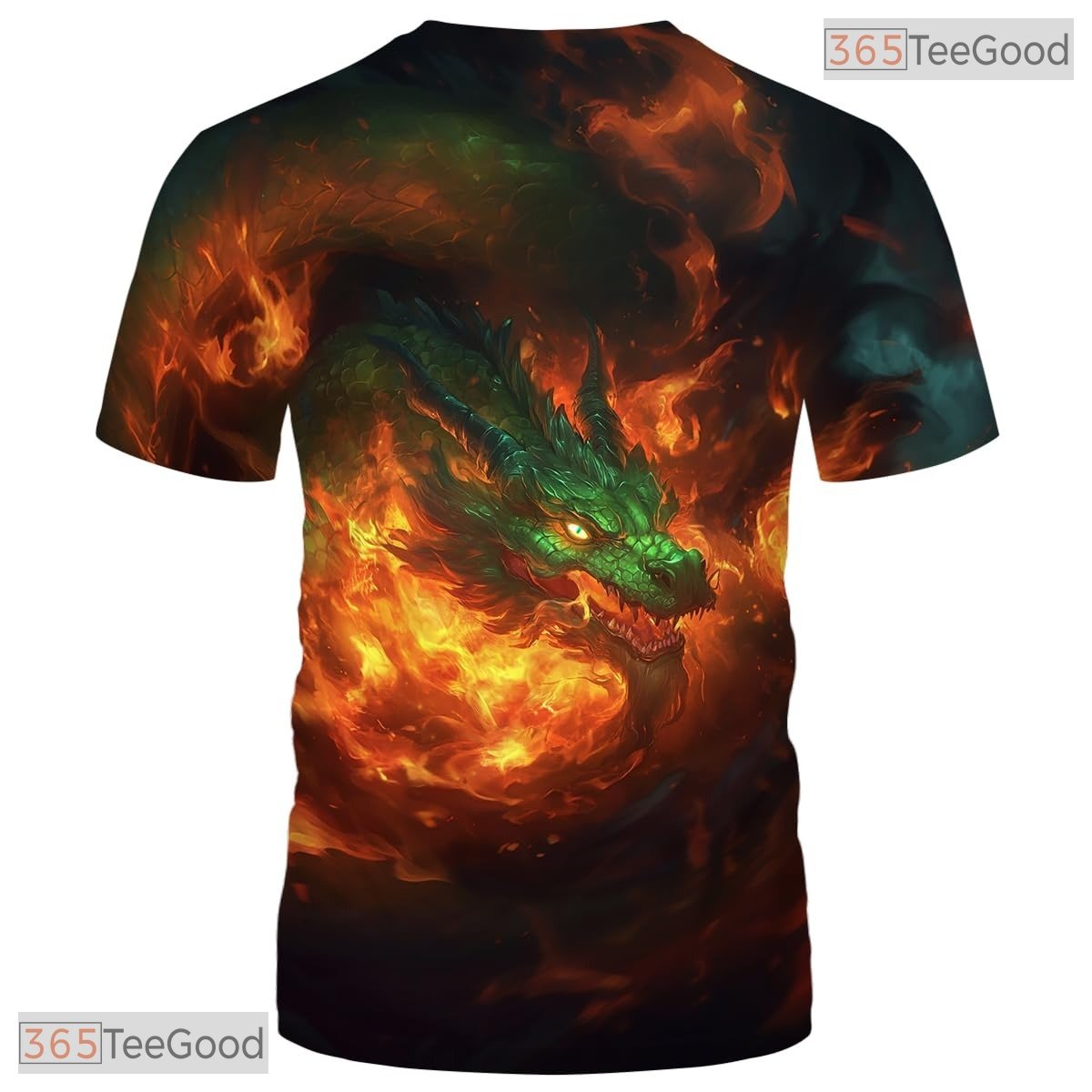 Green Mythical Dragon Funny Graphic Novelty 3D Printed Casual Unisex T-Shirt Top