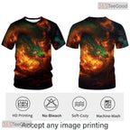 Green Mythical Dragon Funny Graphic Novelty 3D Printed Casual Unisex T-Shirt Top