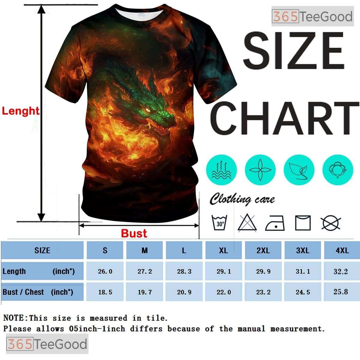 Green Mythical Dragon Funny Graphic Novelty 3D Printed Casual Unisex T-Shirt Top