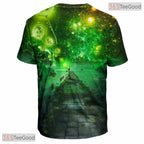 Green Galaxy Cosmic Space Graphic 3D Printed Casual Unisex T-Shirt Tops Style