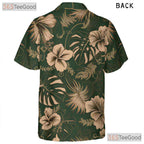 Green Hibiscus Hawaiian Shirt Unisex, Cream Floral Aloha Top