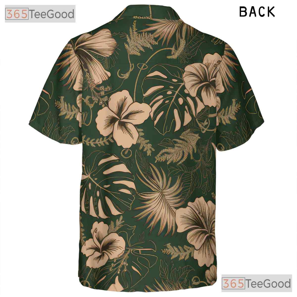 Green Hibiscus Hawaiian Shirt Unisex, Cream Floral Aloha Top