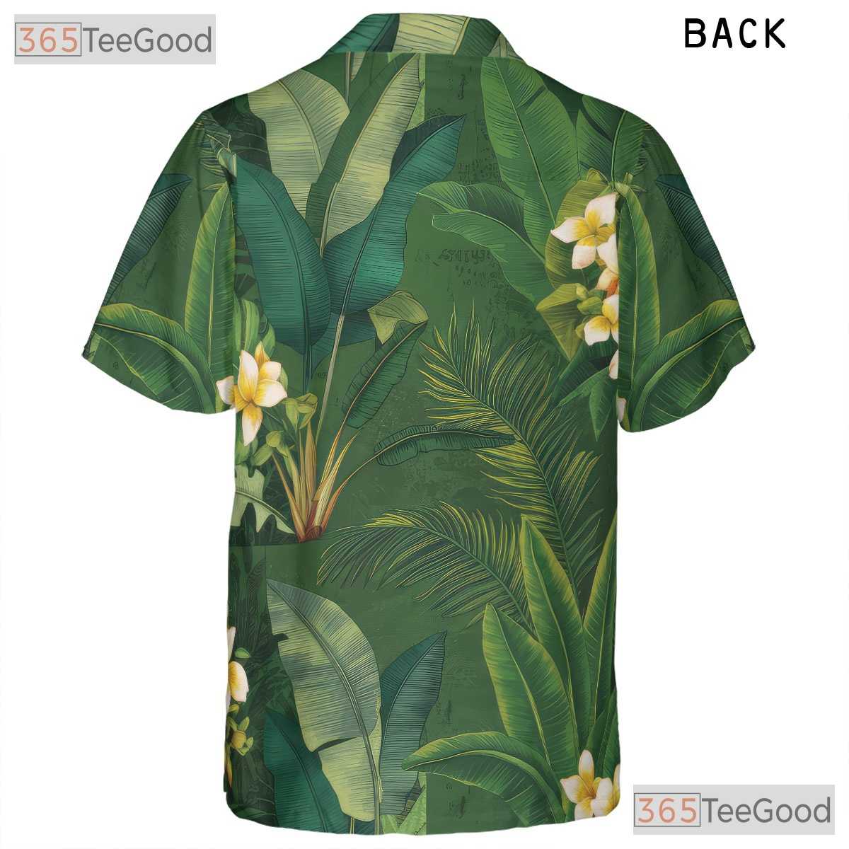 Green Palm Leaf Yellow Plumeria Aloha Style Hawaiian Shirt Men Women Outfit Top