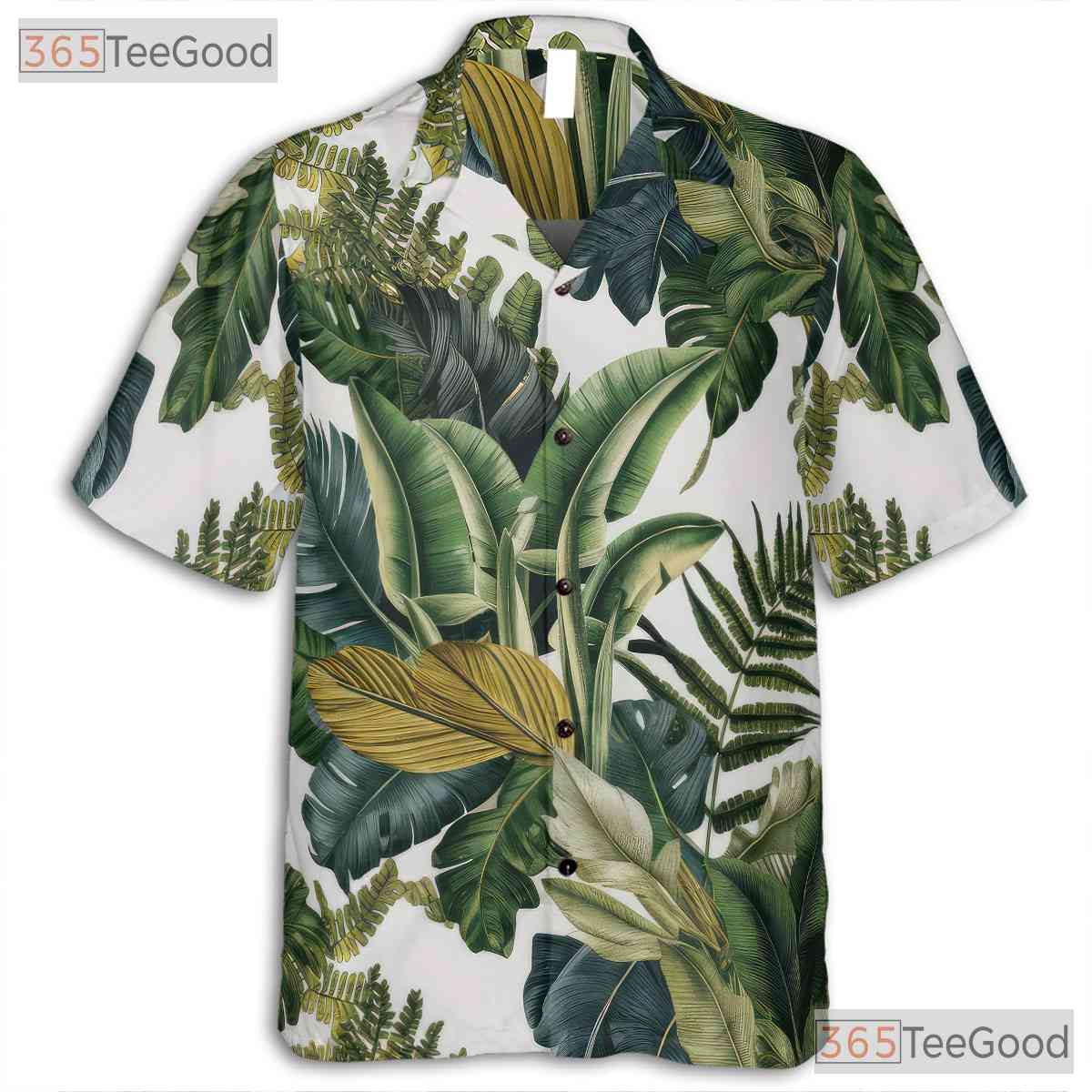 Green Palm Leaves Tropical Summer Beach Aloha Hawaiian Shirt Unisex Vacation Top