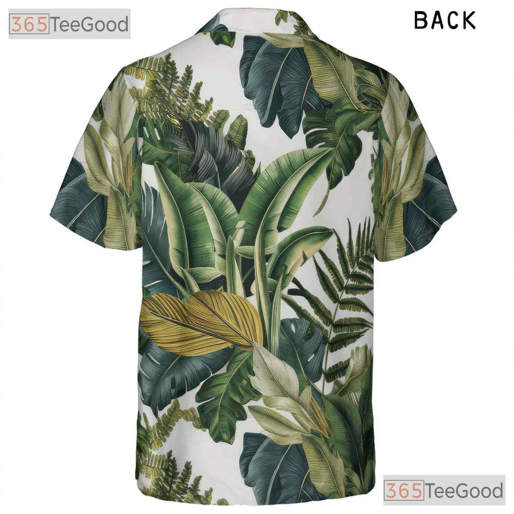 Green Palm Leaves Tropical Summer Beach Aloha Hawaiian Shirt Unisex Vacation Top