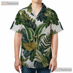 Green Palm Leaves Tropical Summer Beach Aloha Hawaiian Shirt Unisex Vacation Top