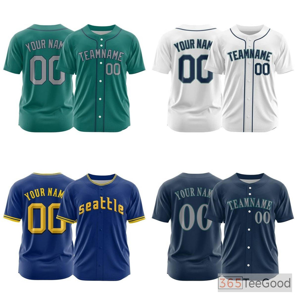 Green Personalized Baseball Jersey Tee - Custom Stitched Name & Number for Men & Women