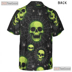 Green Skull Spider Web Gothic Horror Halloween Hawaiian Shirt Men Women Top Tee