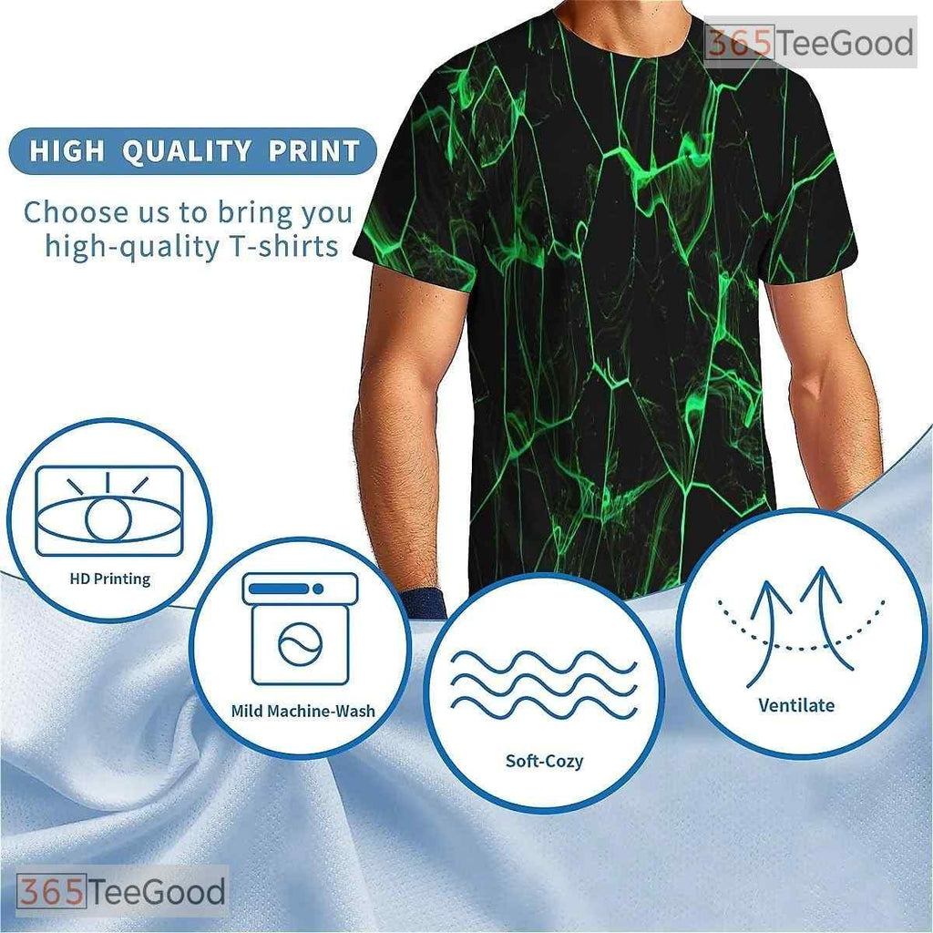 Green Smoke American Eagle Flag 3D Graphic Printed Casual Unisex Tee Shirt Top