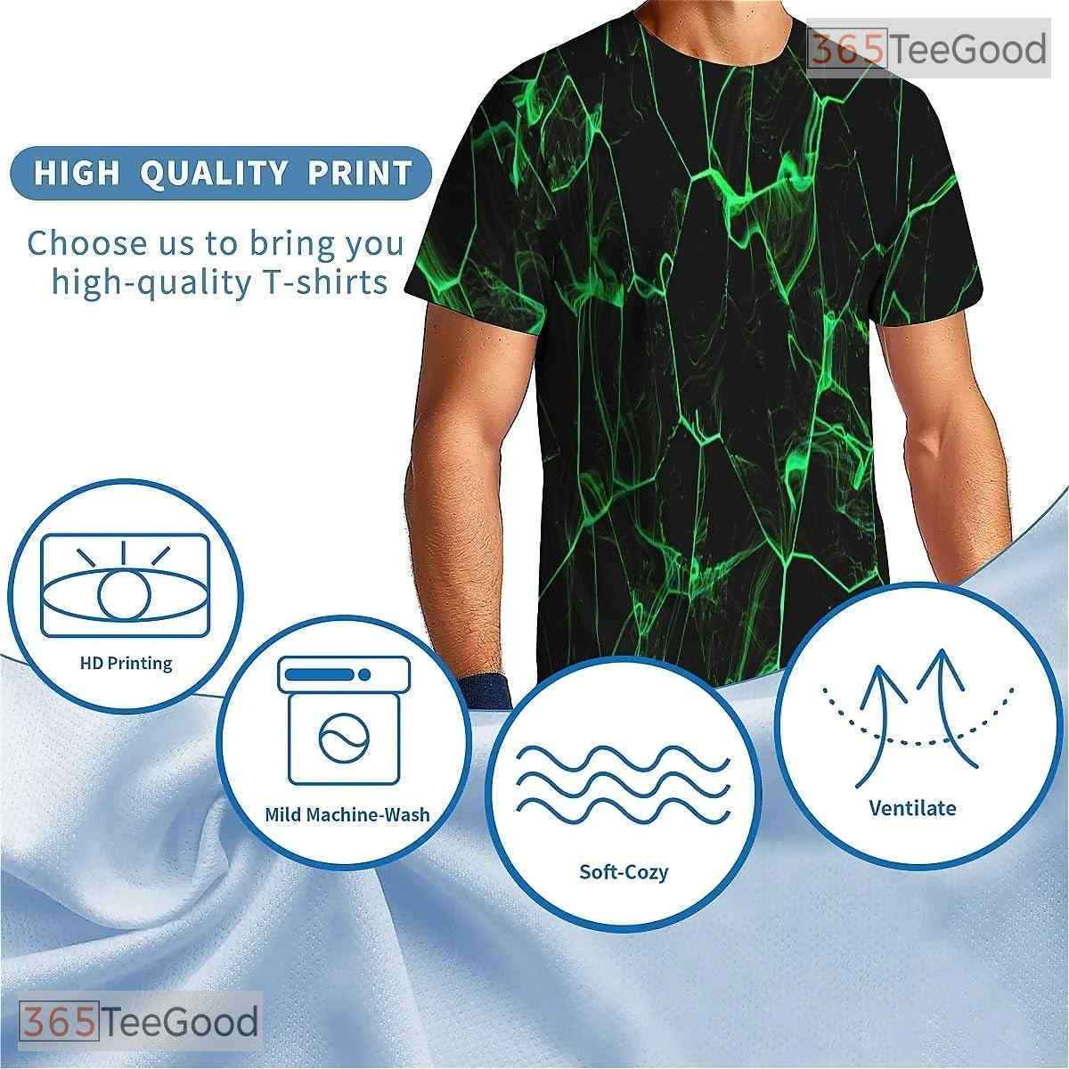 Green Smoke American Eagle Flag 3D Graphic Printed Casual Unisex Tee Shirt Top