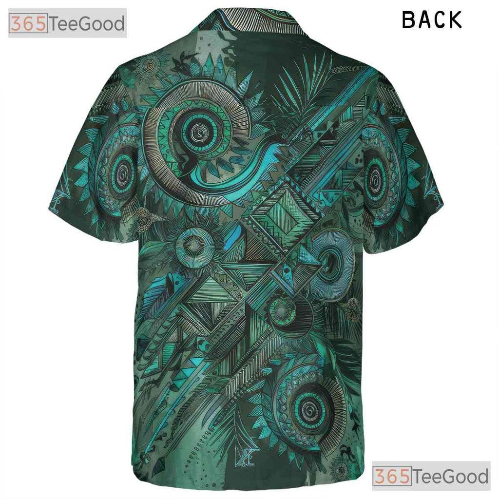 Green Tribal Batik Abstract Ethnic Summer Style Hawaiian Shirt Unisex Outfit