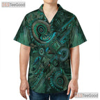 Green Tribal Batik Abstract Ethnic Summer Style Hawaiian Shirt Unisex Outfit