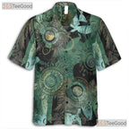 Green Tribal Batik Ethnic Summer Hawaiian Shirt Men Women Aloha Vacation Top