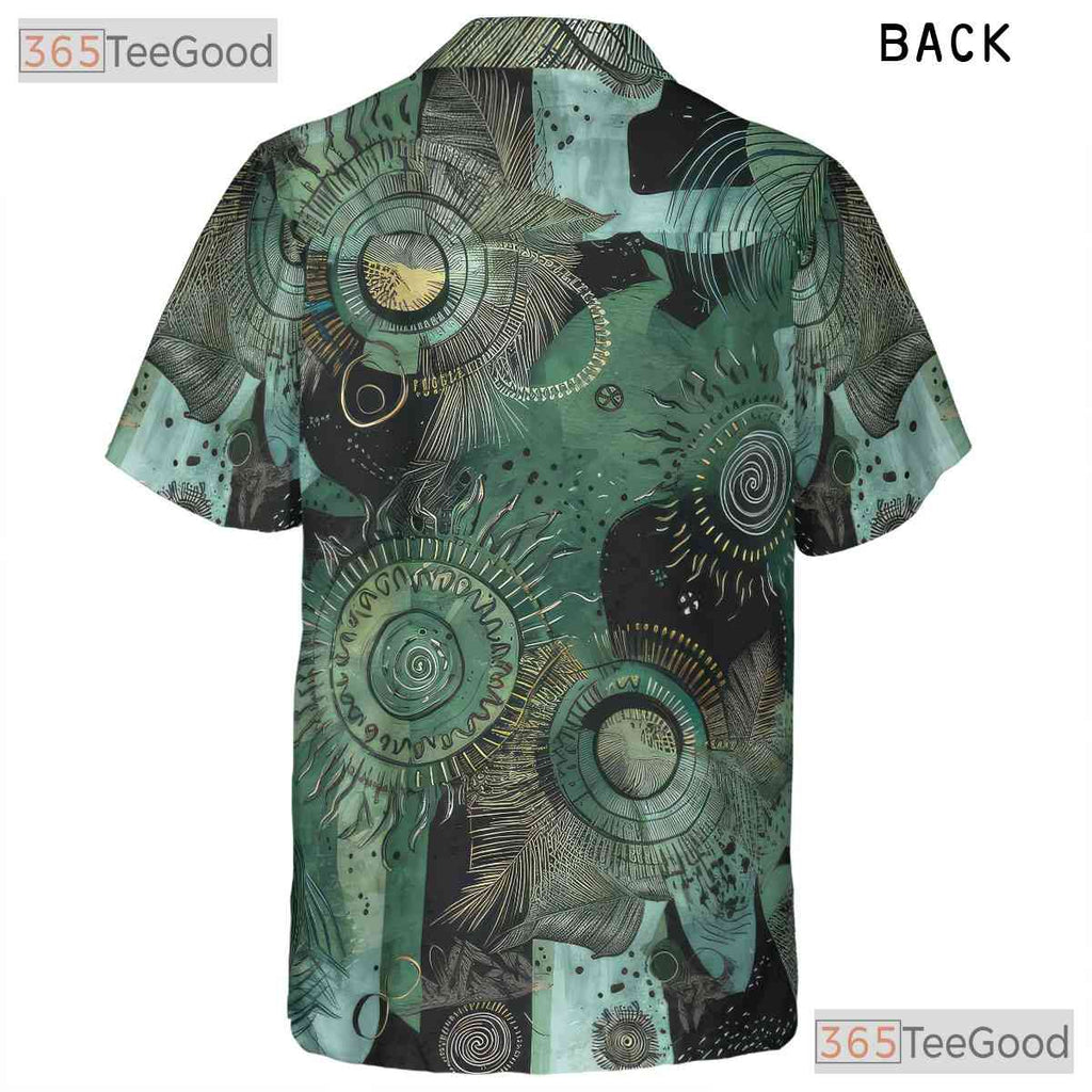 Green Tribal Batik Ethnic Summer Hawaiian Shirt Men Women Aloha Vacation Top