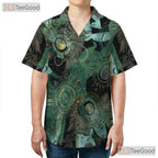 Green Tribal Batik Ethnic Summer Hawaiian Shirt Men Women Aloha Vacation Top