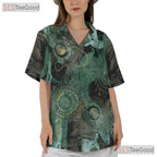 Green Tribal Batik Ethnic Summer Hawaiian Shirt Men Women Aloha Vacation Top