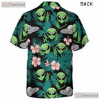 Green UFO Alien Hawaiian Shirt- Unisex Extraterrestrial Tropical Aloha Vacation