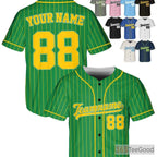 Green Yellow Baseball Jersey Tee - Custom Name, Number, and Logo Design