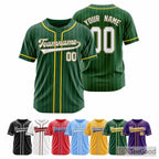 Green Yellow Baseball Jersey Tee for Men & Women - Stitched for Custom Name & Number