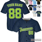 Green & Navy Baseball Jersey Tee - Personalized with Your Chosen Name, Number & Logo