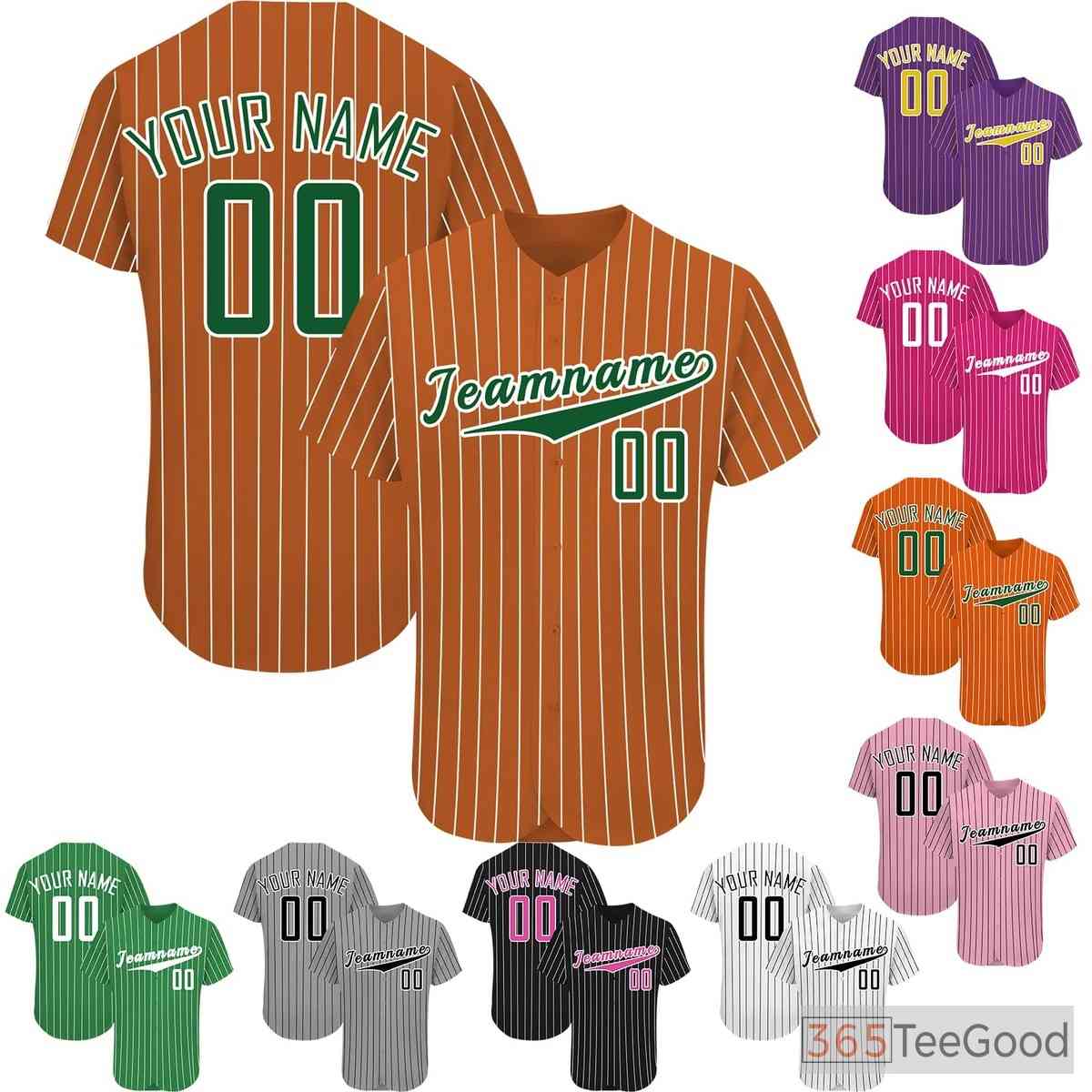 Green & Orange Baseball Jersey for Men & Women - Personalized Name & Number