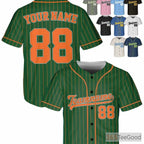 Green & Orange Baseball Jersey Tee - Personalized Stitched Name & Number Option