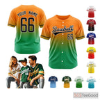 Green & Orange Baseball Jersey Tee for Men & Women - Custom Stitched Player Details