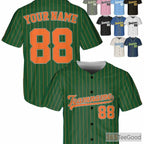Green & Orange Baseball Jersey Tee - Your Stitched Name, Number, or Logo