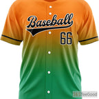 Green & Orange Baseball Jersey Tee for Men & Women - Custom Stitched Player Details