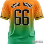 Green & Orange Baseball Jersey Tee for Men & Women - Custom Stitched Player Details