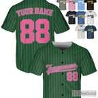 Green & Pink Baseball Jersey Tee - Personalized with Stitched Name & Number