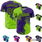 Green & Purple Baseball Jersey Tee for Men & Women - Personalized Stitched Design