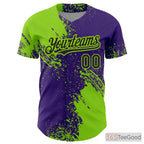 Green & Purple Baseball Jersey Tee for Men & Women - Personalized Stitched Design
