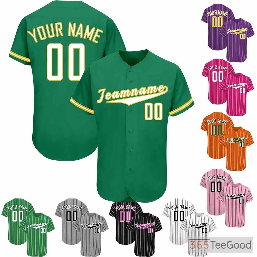 Green & Yellow Baseball Jersey for Men & Women - Personalize Your Name & Team Logo