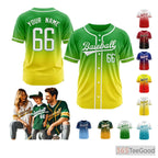 Green & Yellow Baseball Jersey Tee for Men & Women - Personalize Your Player Details
