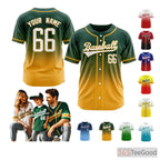 Green & Yellow Baseball Jersey Tee for Men & Women - Personalized Stitched & Printed Design