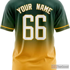 Green & Yellow Baseball Jersey Tee for Men & Women - Personalized Stitched & Printed Design