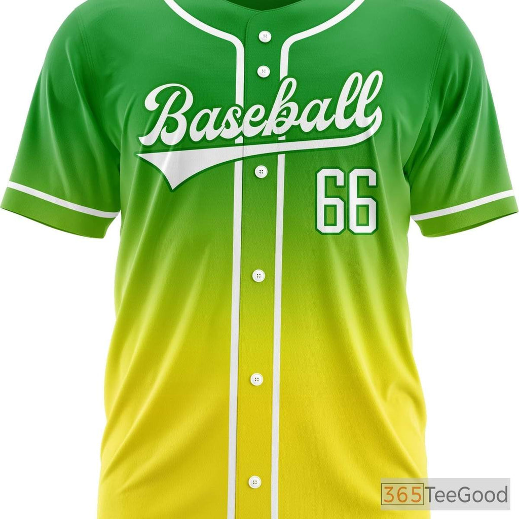Green & Yellow Baseball Jersey Tee for Men & Women - Personalize Your Player Details